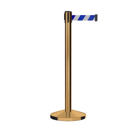 Montour Line Stanchion Belt Barrier Sat.Brass Post 13ft. Blu/Wh Belt ES400-SB-BWD-130